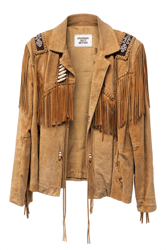 1970s Tan Brown Suede Jacket - Front View