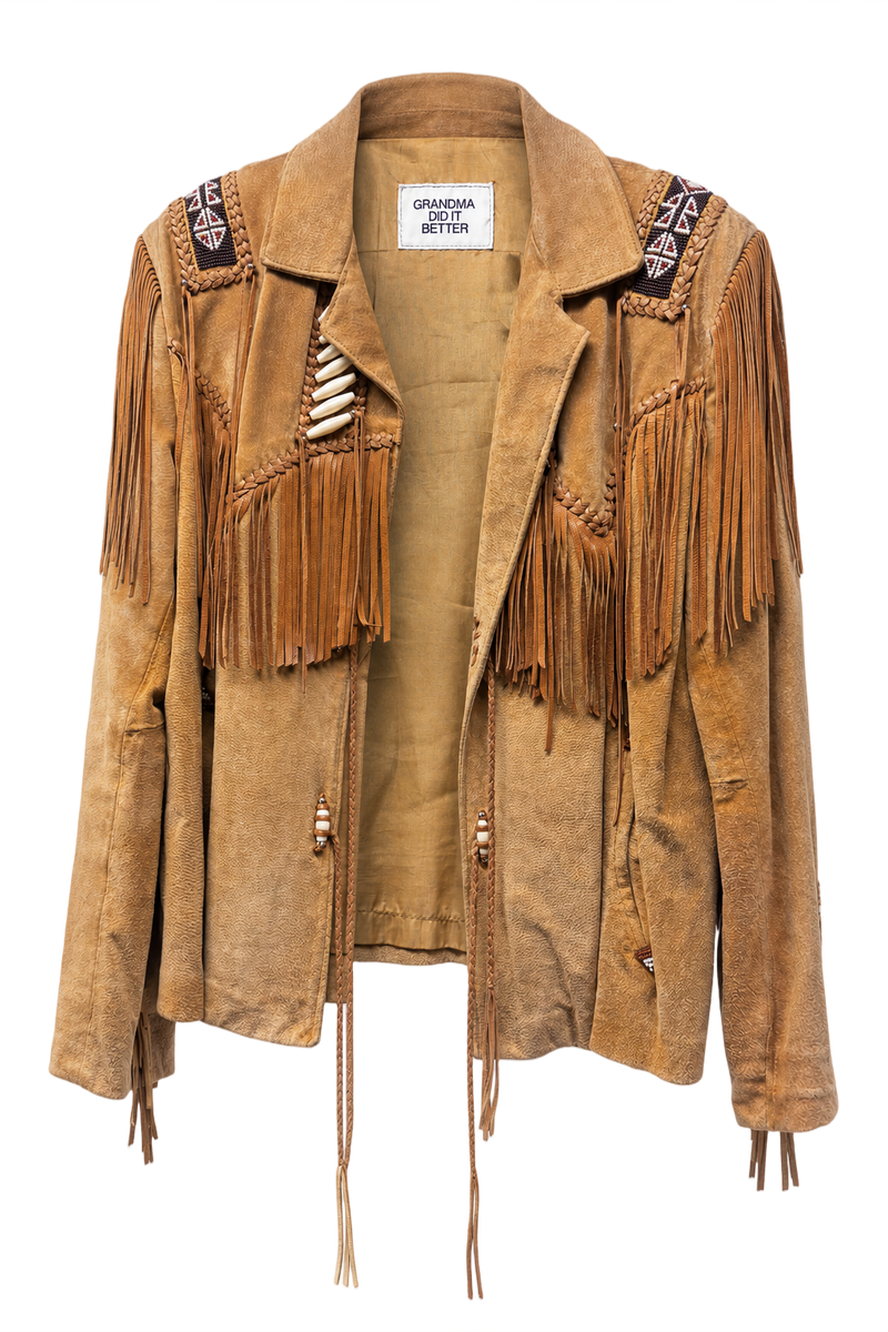 1970s Tan Brown Suede Jacket - Front View