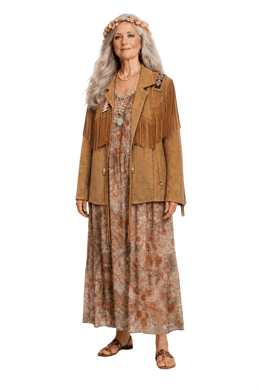 1970s Tan Brown Suede Jacket - Model