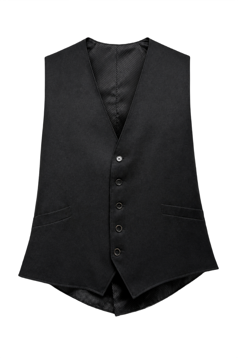 1990s Black Wool Vest - Front View
