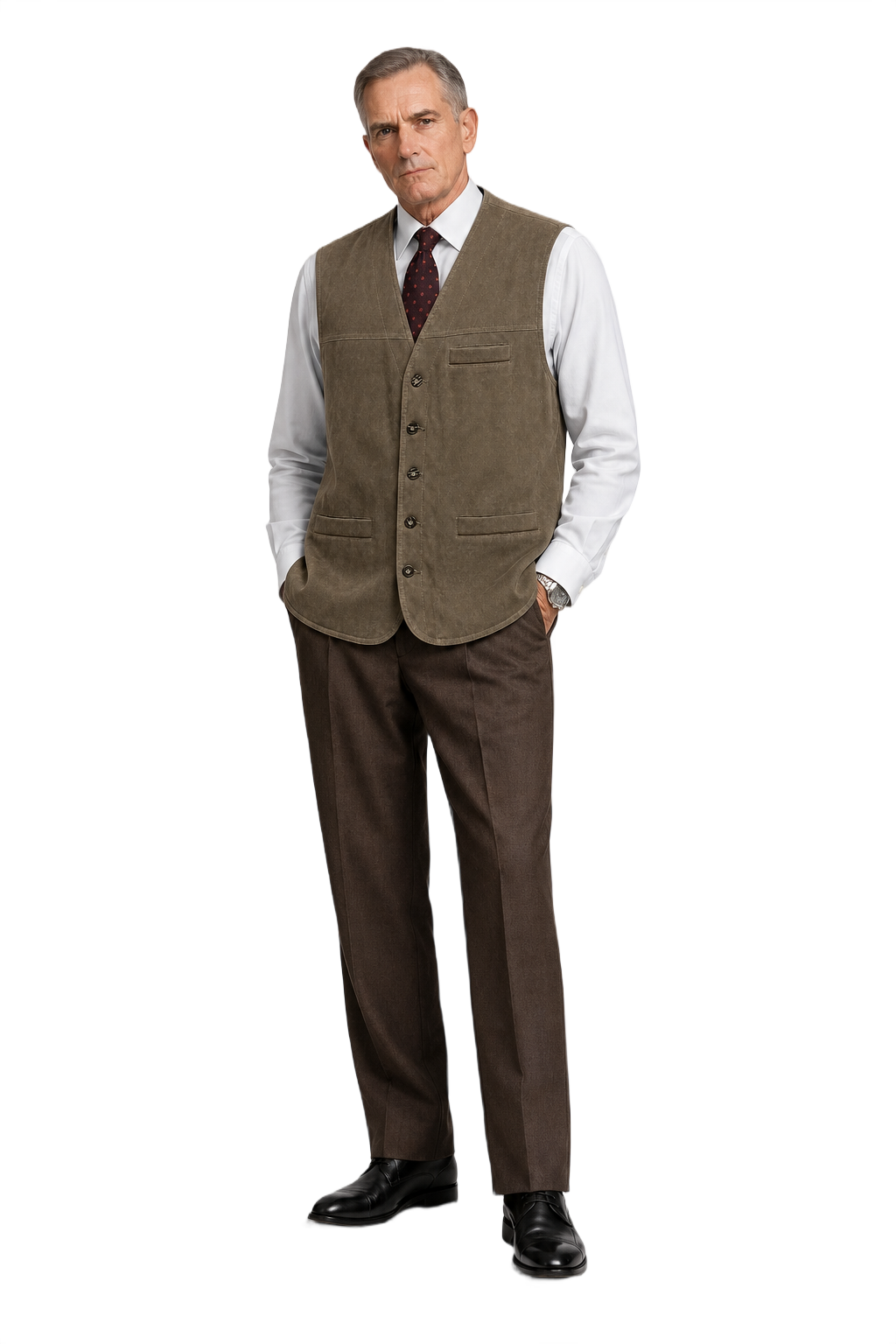 1990s Olive Green Cotton Blend Vest - Model