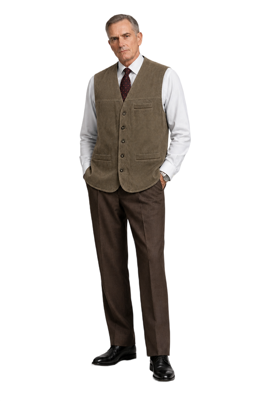 1990s Olive Green Cotton Blend Vest - Model