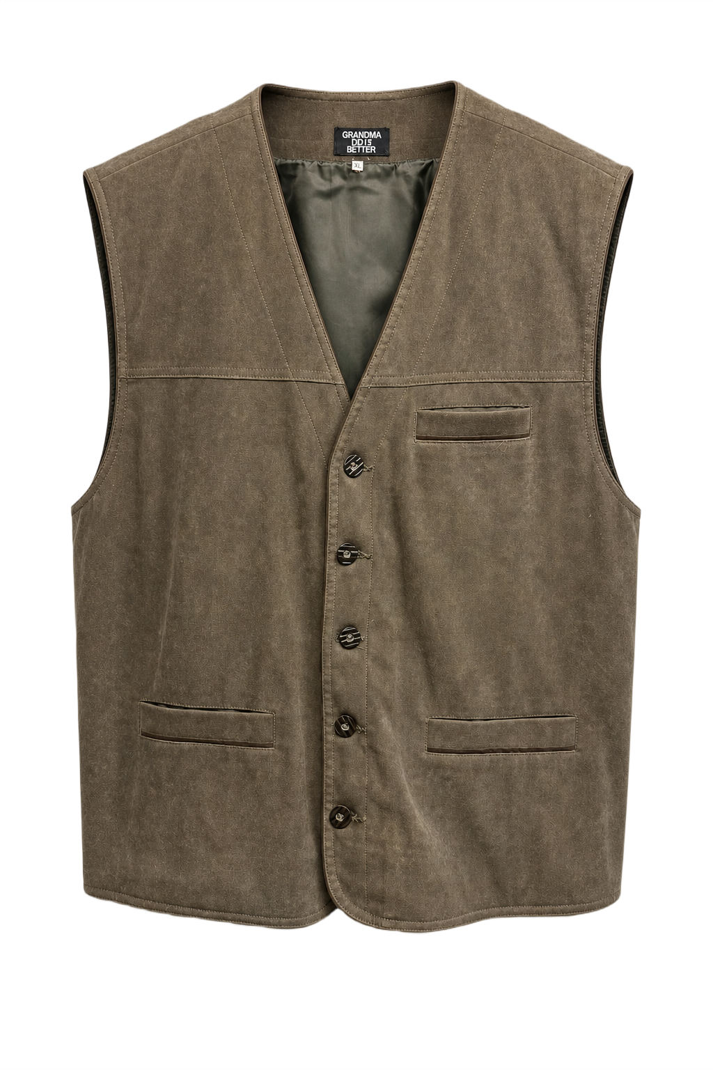 1990s Olive Green Cotton Blend Vest - Front View