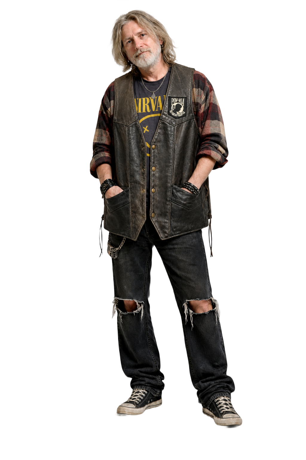 1990s Black Leather Vest - Model