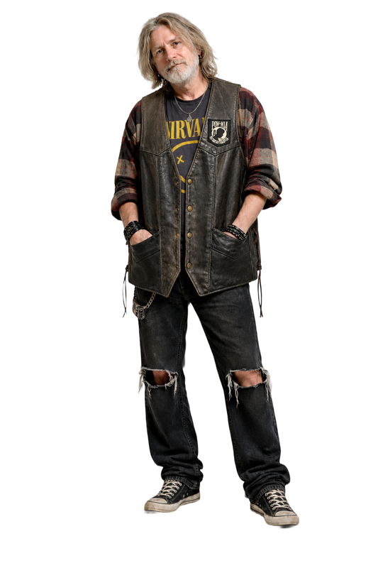1990s Black Leather Vest - Model