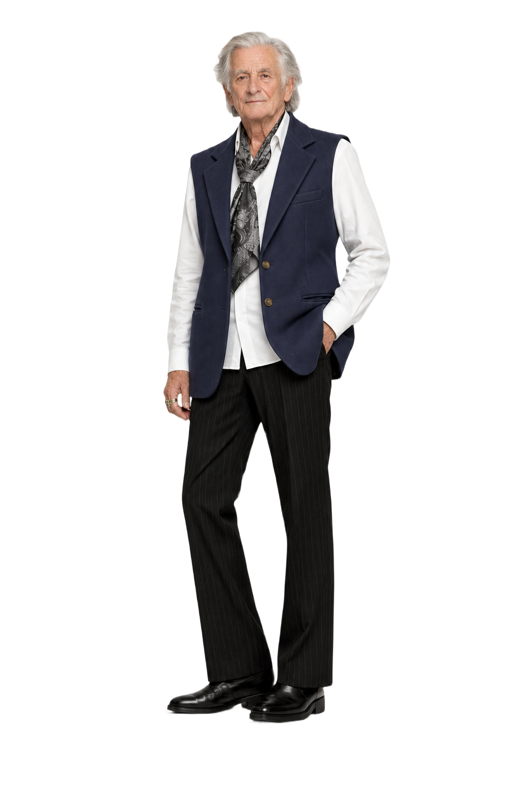 1990s Navy Blue Wool Vest - Model