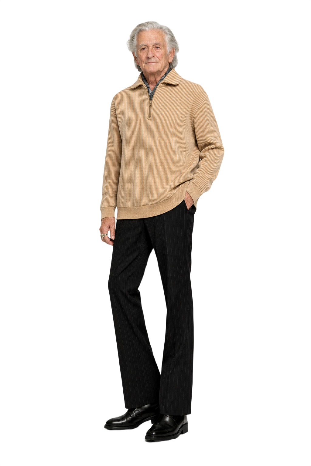1970s Beige Wool Blend Sweater - Model