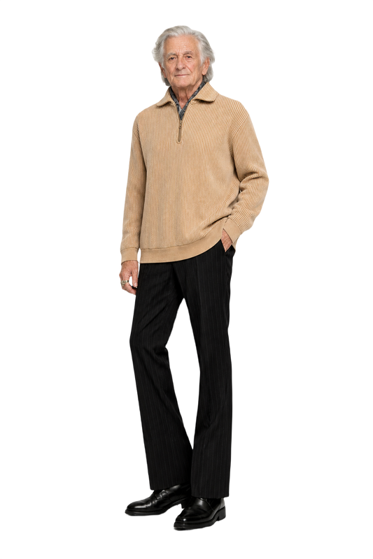 1970s Beige Wool Blend Sweater - Model