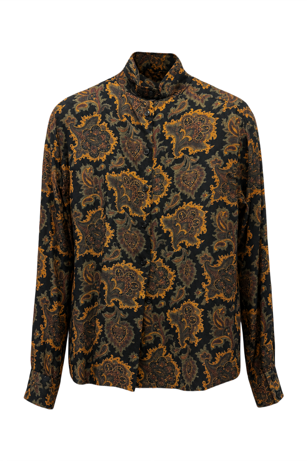 1970s Black Synthetic Blend Blouse - Front View