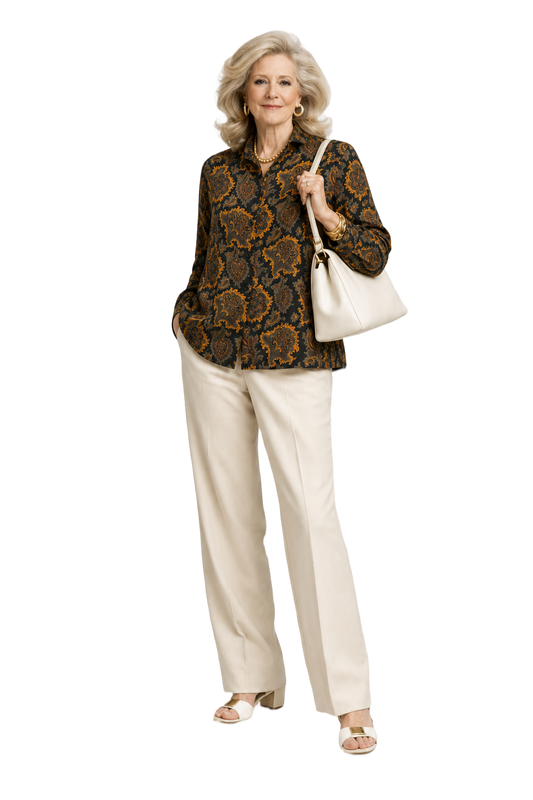 1970s Black Synthetic Blend Blouse - Model