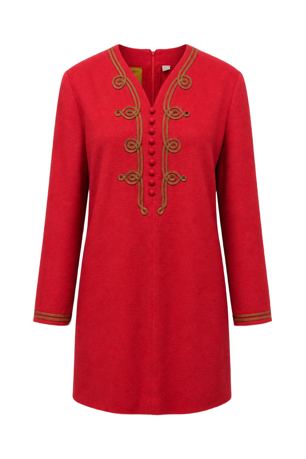 1970s Red Wool Blend Dress - Front View