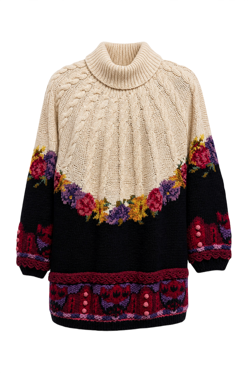 1970s Cream Wool Blend Cardigan - Front View
