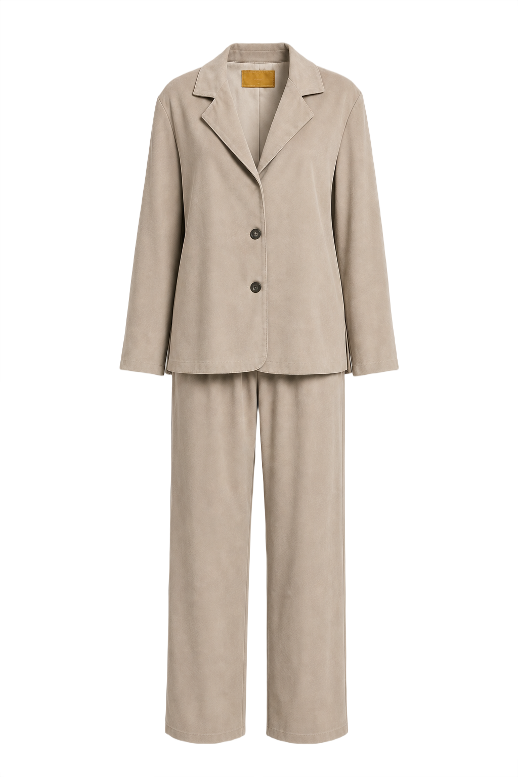 1980s Beige Synthetic Blend Blazer and Trousers Set - Front View