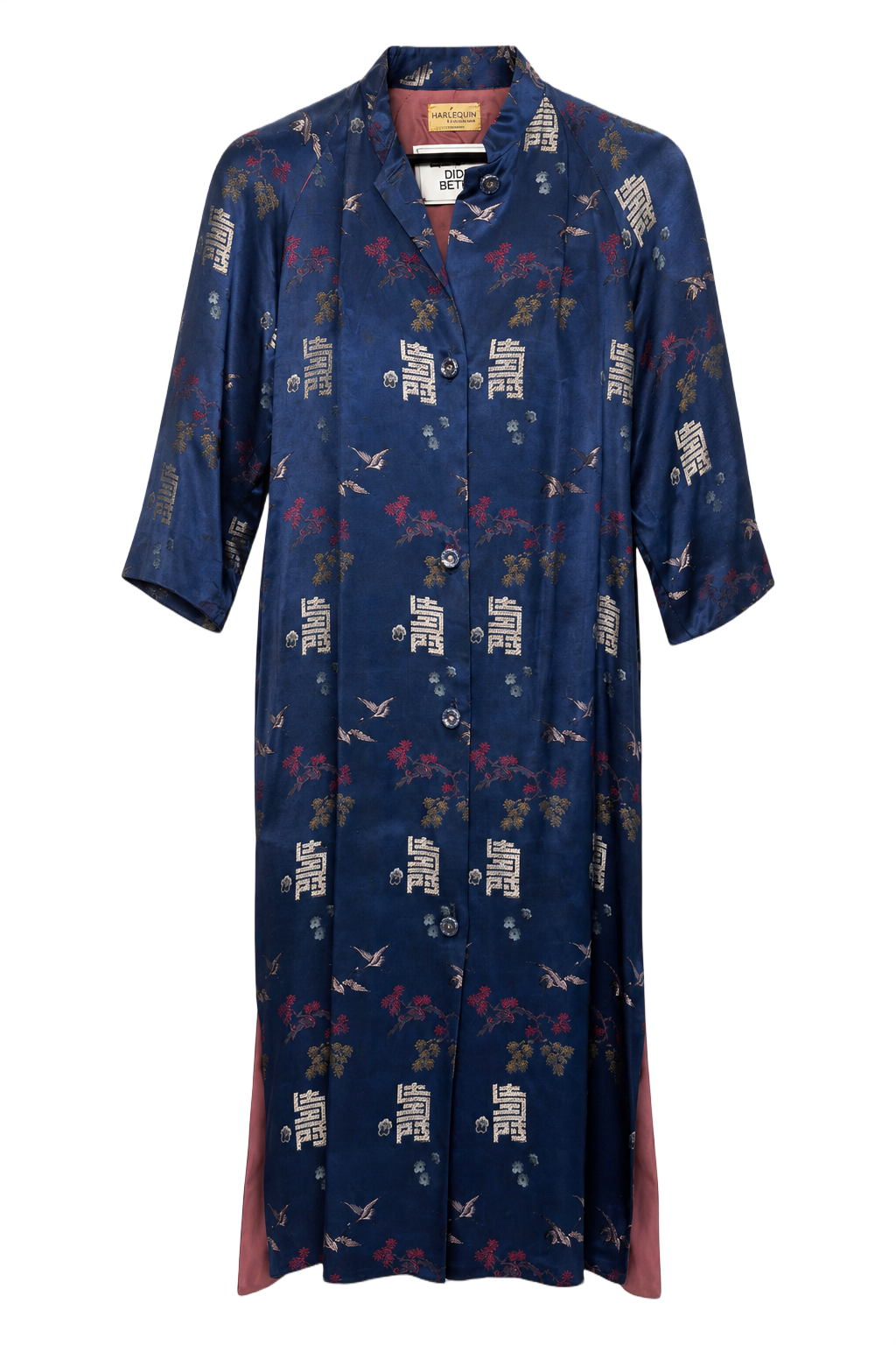1970s Royal Blue Satin Dress - Front View
