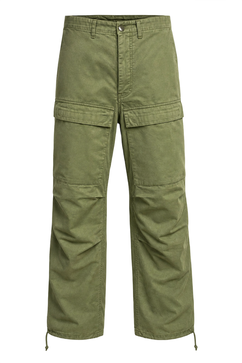 1940s Olive Green Cotton Pants - Front View