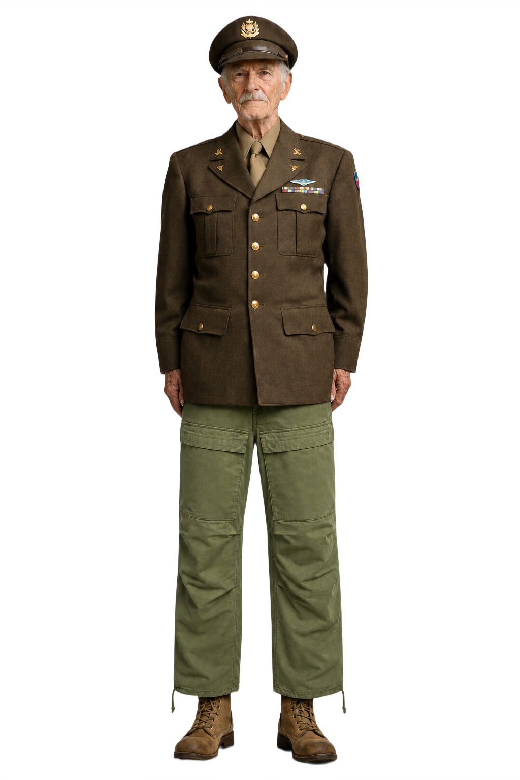 1940s Olive Green Cotton Pants - Model