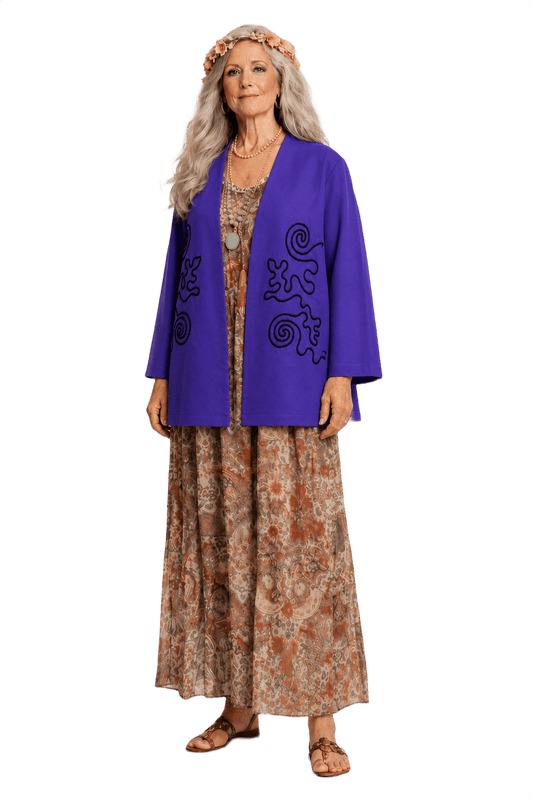 1970s Purple Cotton Blend Jacket - Model