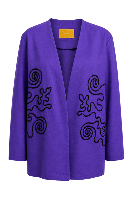 1970s Purple Cotton Blend Jacket - Front View