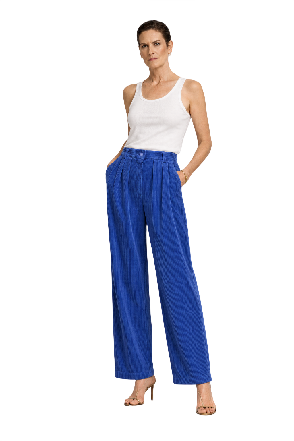 1990s Bright Blue Corduroy Pants - Model
