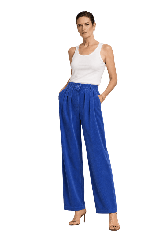 1990s Bright Blue Corduroy Pants - Model