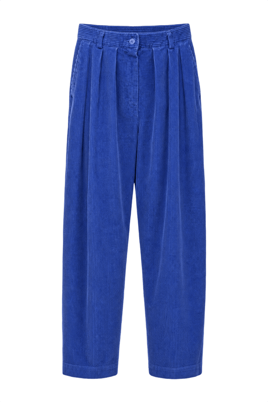 1990s Bright Blue Corduroy Pants - Front View