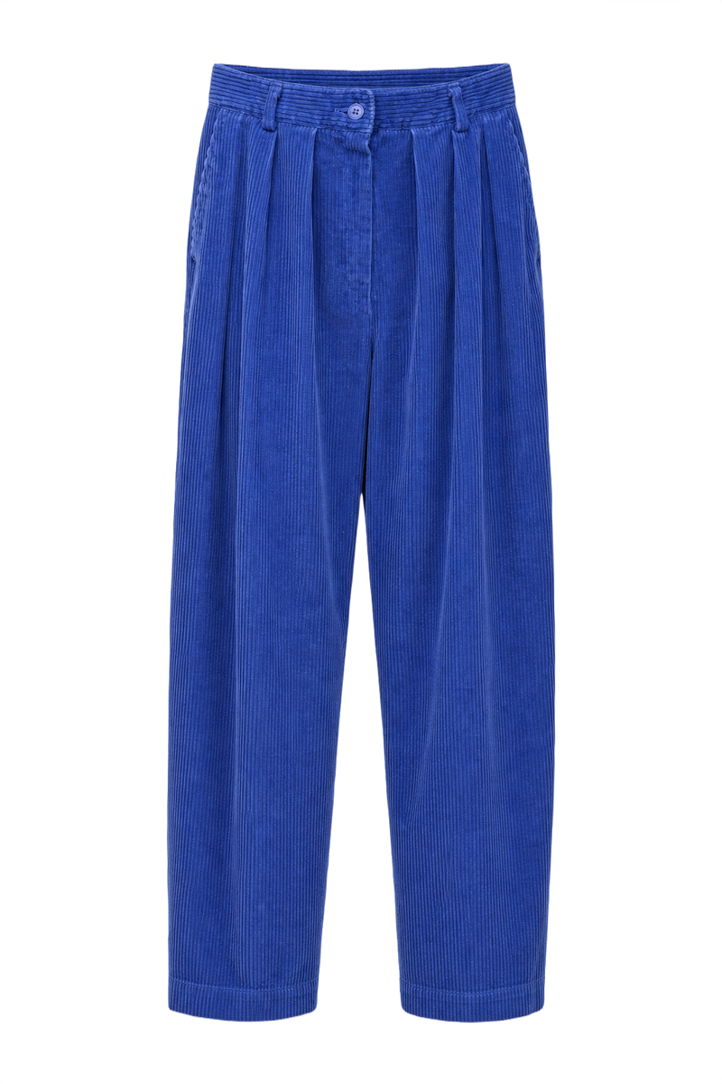 1990s Bright Blue Corduroy Pants - Front View