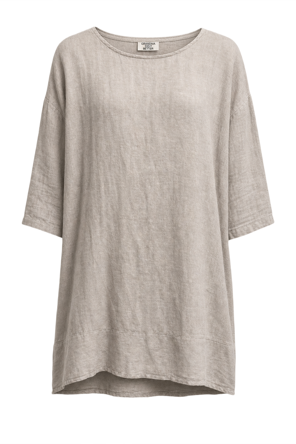 1970s Light Grey Linen Dress - Front View