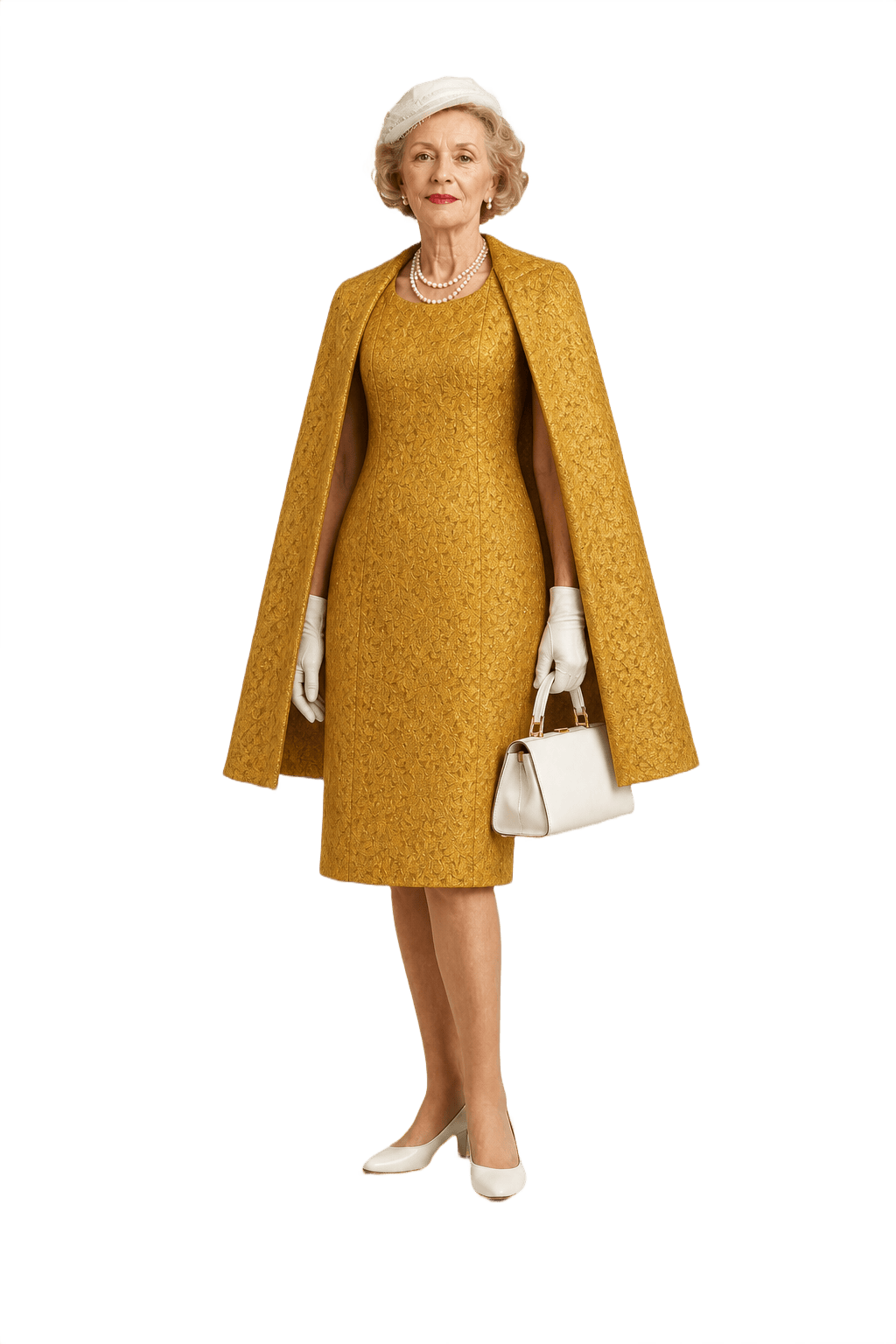 1950s Gold Brocade Dress - Model