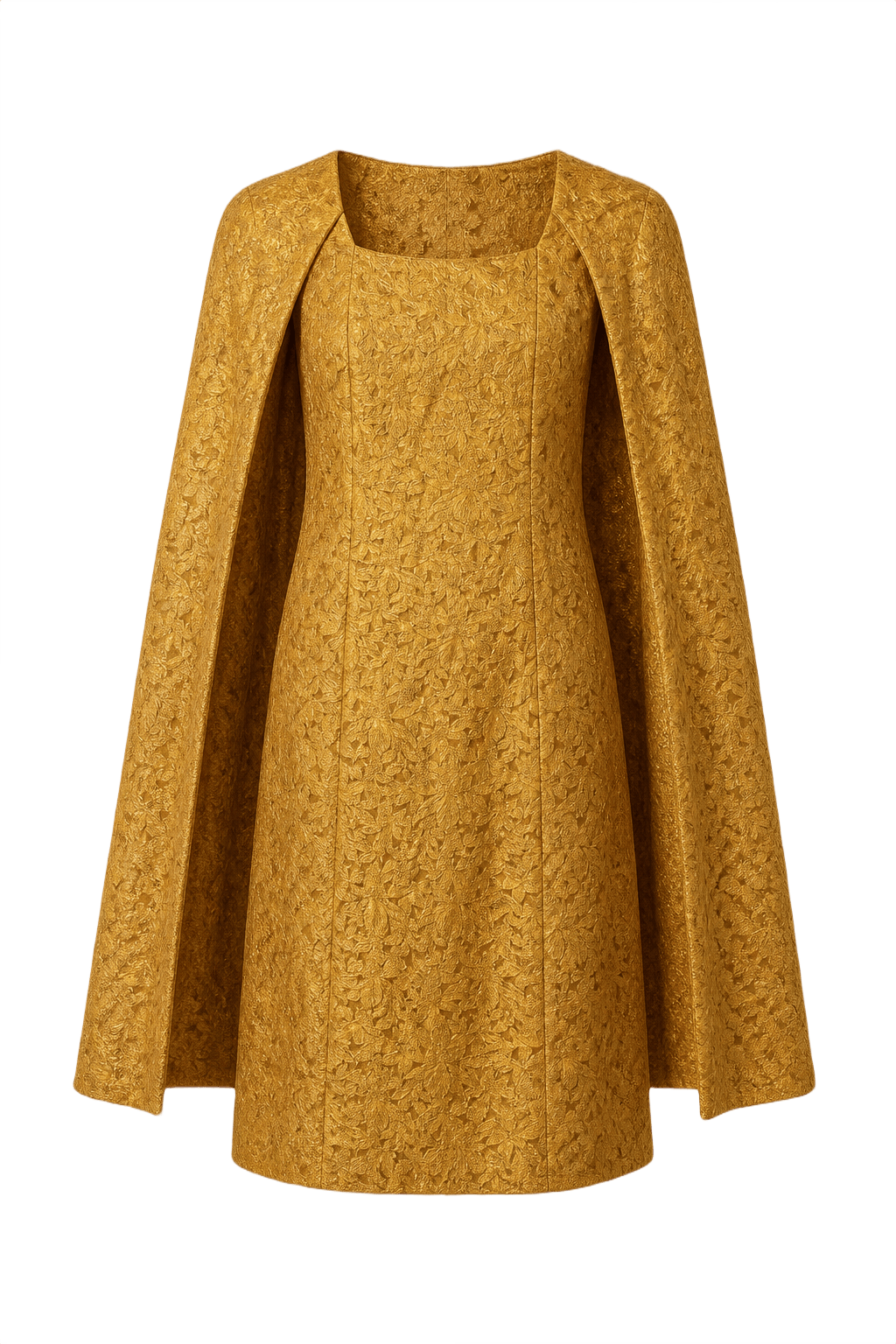 1950s Gold Brocade Dress - Front View