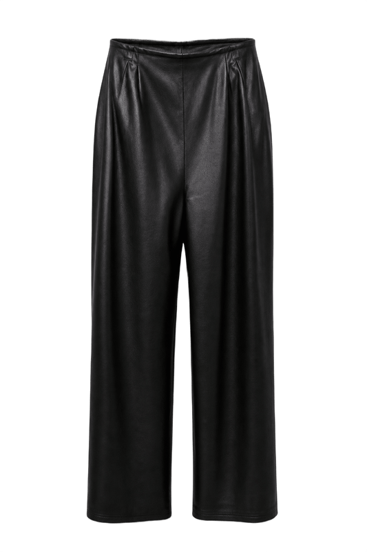 1990s Black Leather Pants - Front View