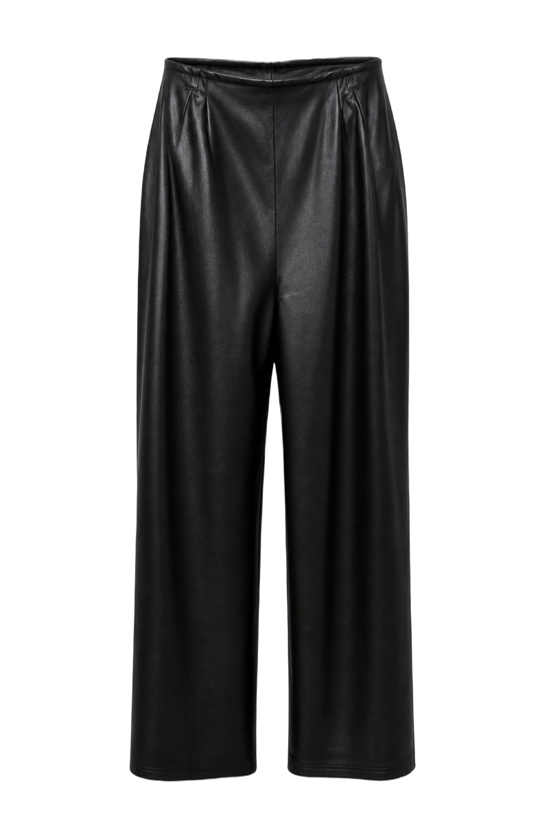 1990s Black Leather Pants - Front View