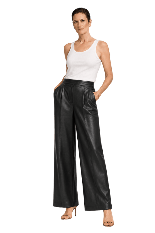 1990s Black Leather Pants - Model
