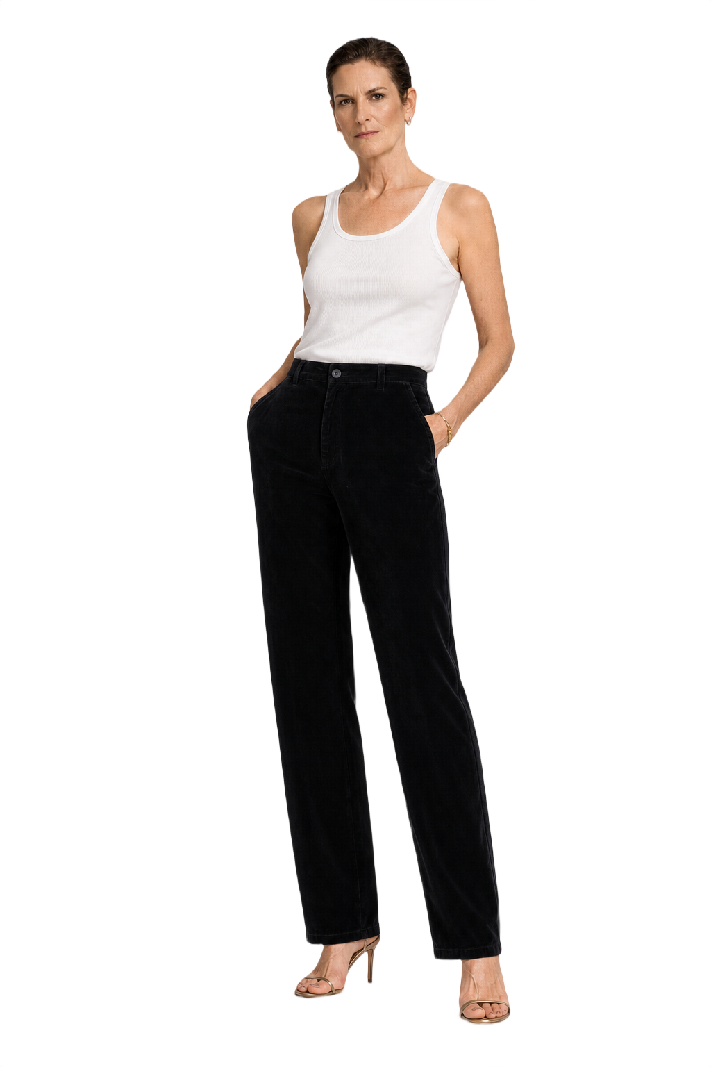 1990s Black Velvet Pants - Model