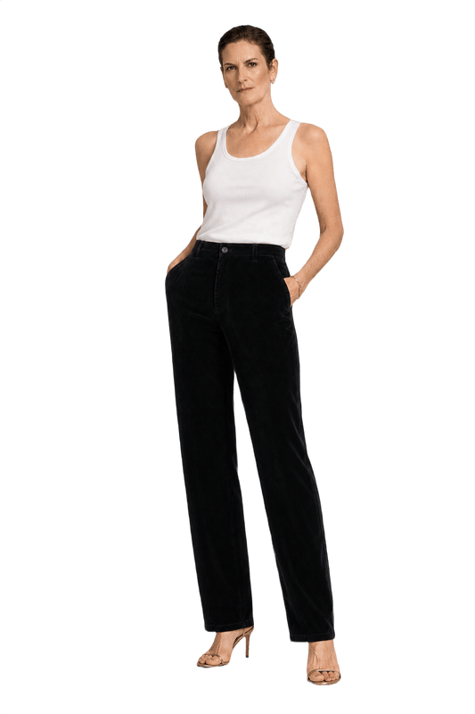 1990s Black Velvet Pants - Model