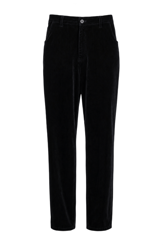 1990s Black Velvet Pants - Front View