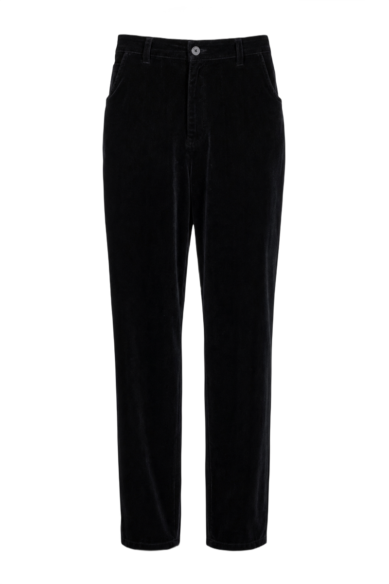 1990s Black Velvet Pants - Front View