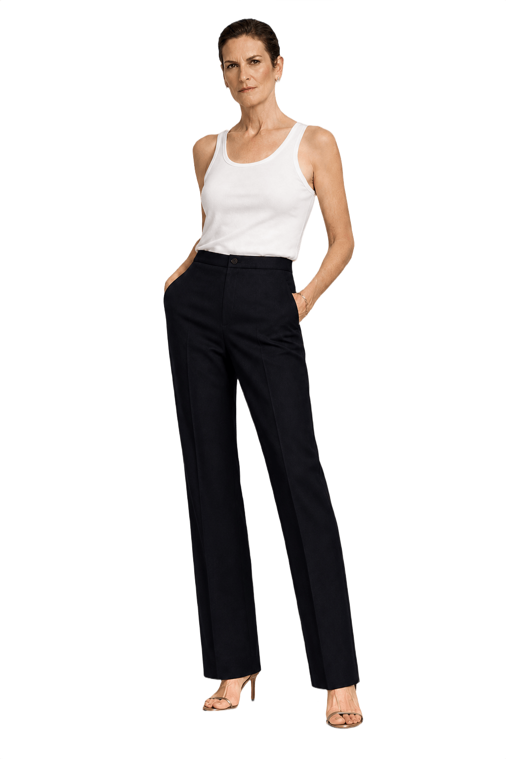 1940s Black Wool Blend Trousers - Model