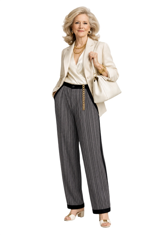 1970s Grey Wool Blend Pants - Model