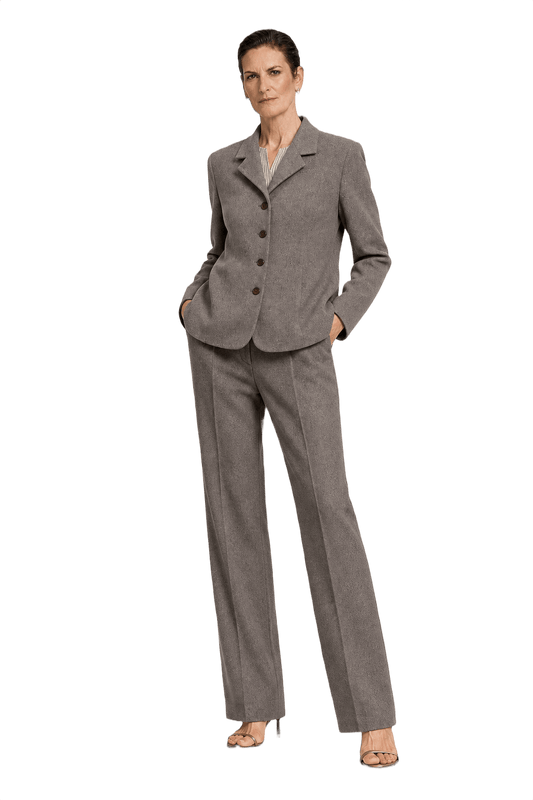 1990s Grey Wool Blend Ensemble - Model