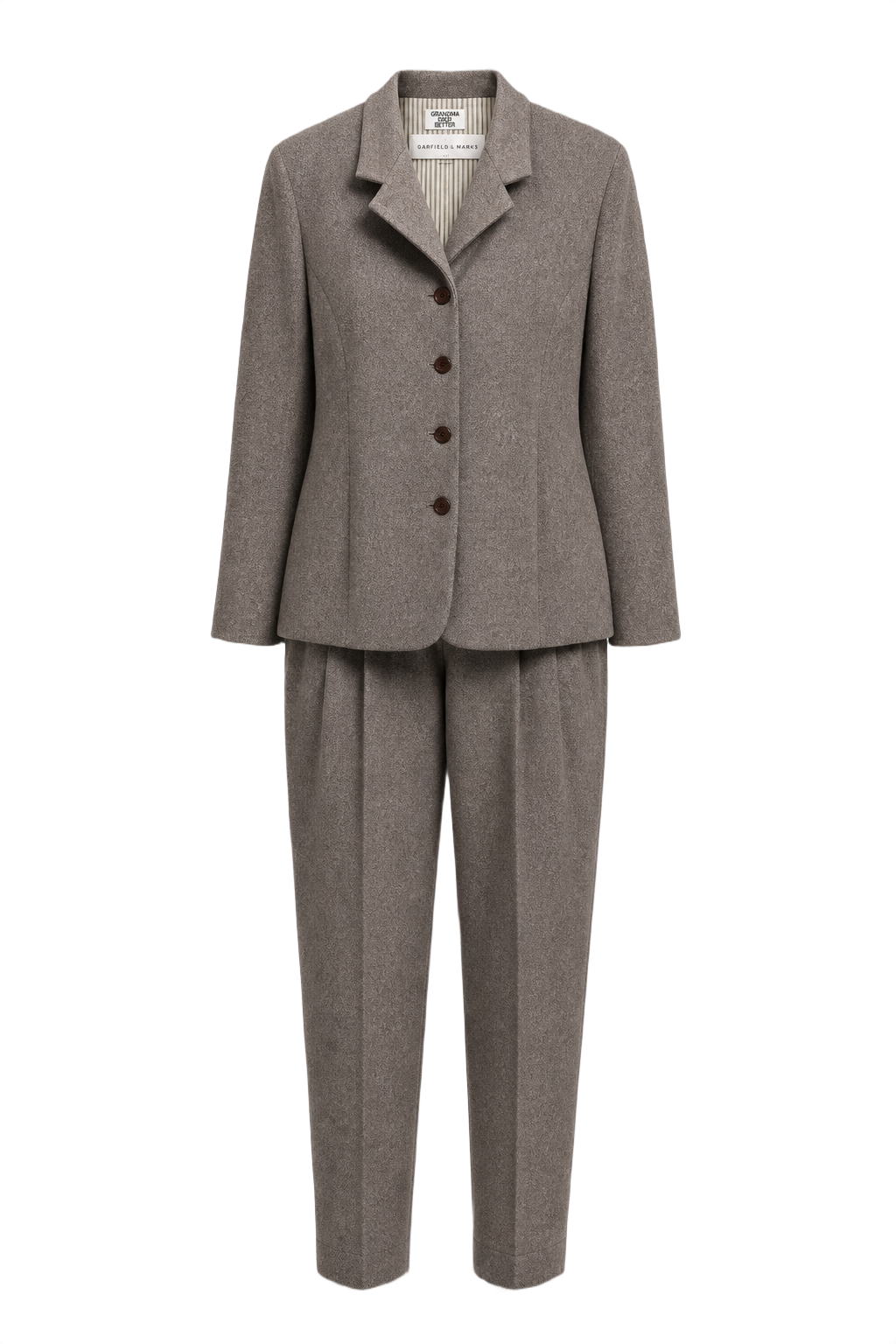 1990s Grey Wool Blend Ensemble - Front View