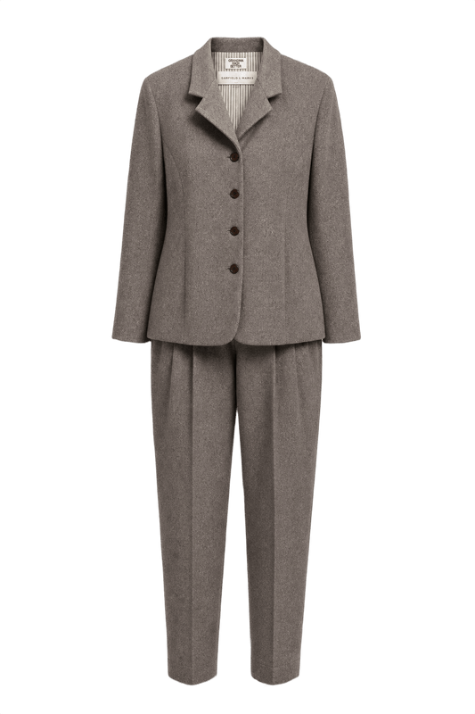 1990s Grey Wool Blend Ensemble - Front View