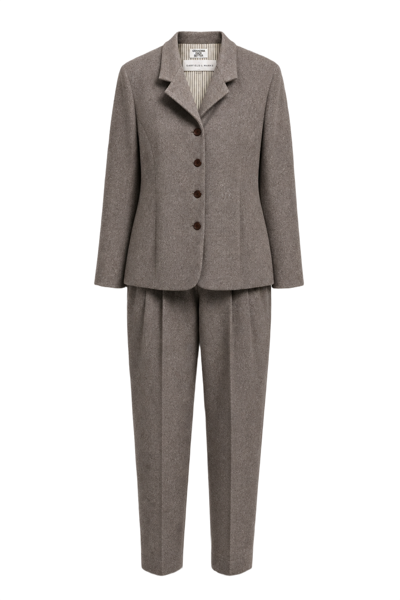 1990s Grey Wool Blend Ensemble - Front View