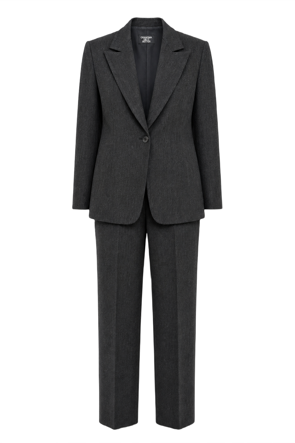 1990s Charcoal Grey Wool Blend Women's Suit - Front View