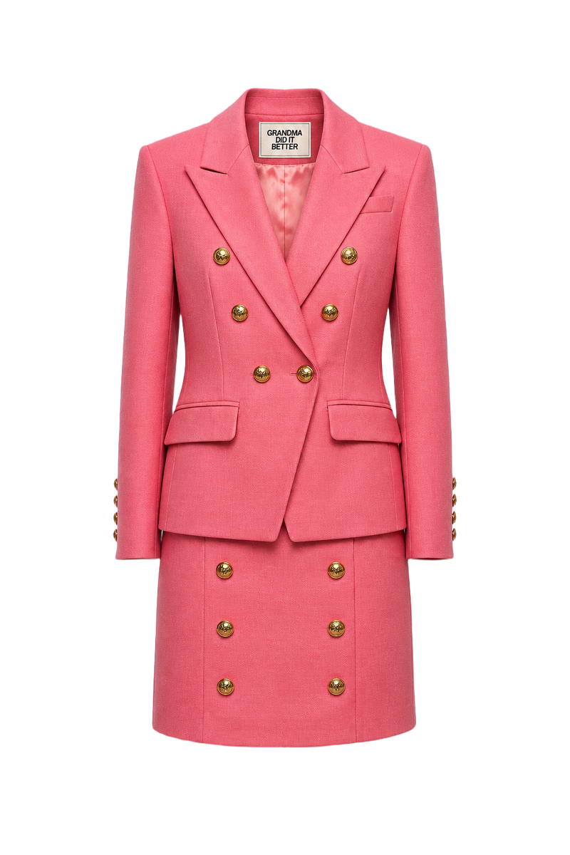 1990s Pink Wool Blend 2-Piece Set - Front View