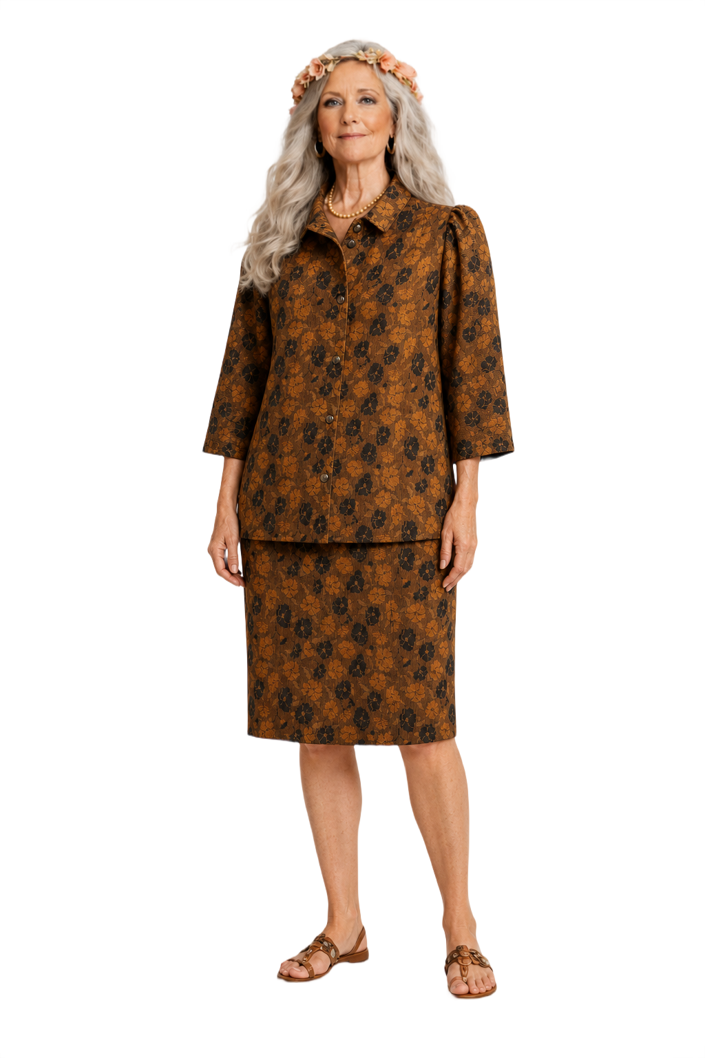 1970s Brown Corduroy 2-Piece Set - Model