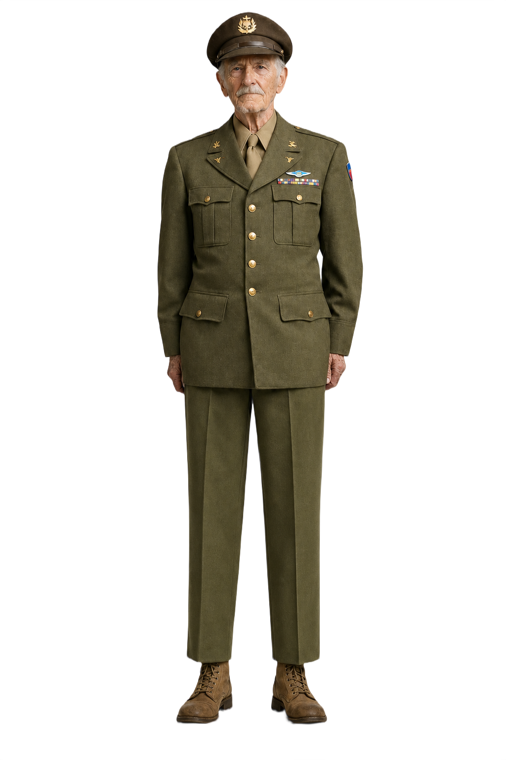 1940s Olive Green Wool Blend Trousers - Model