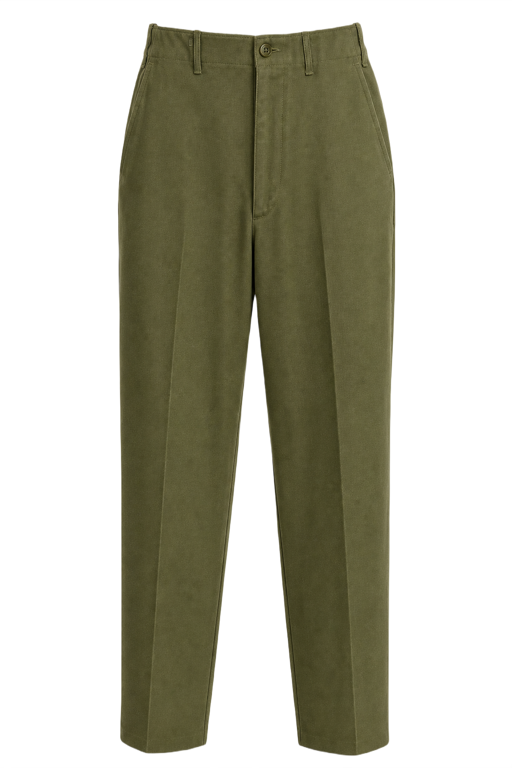 1940s Olive Green Wool Blend Trousers - Front View