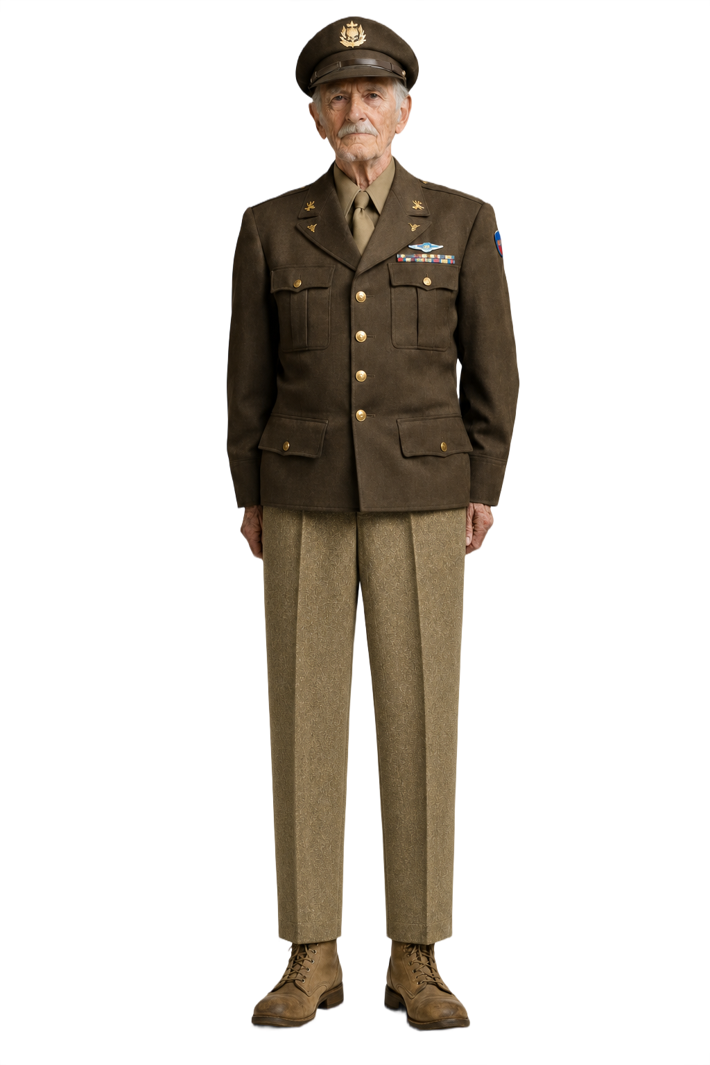 1940s Olive Green Wool Blend Trousers - Model