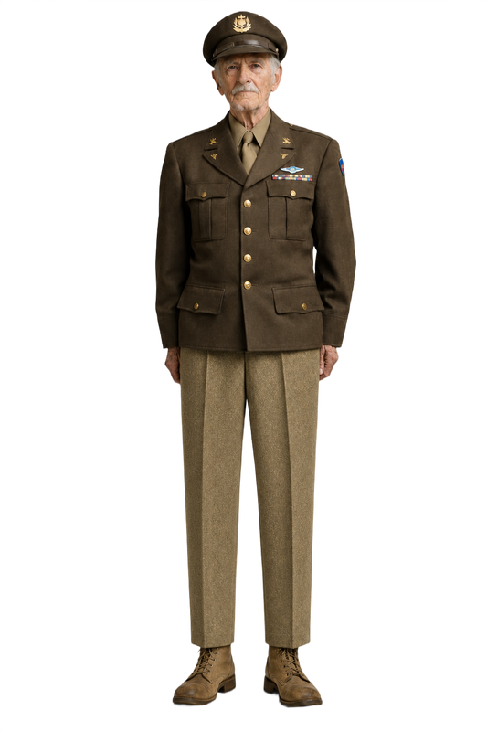 1940s Olive Green Wool Blend Trousers - Model
