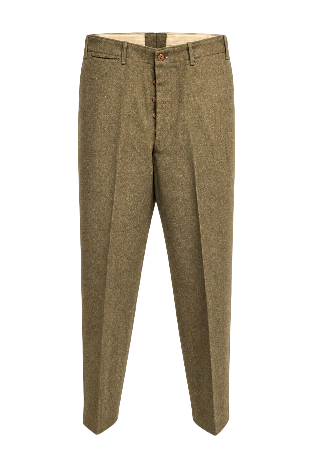 1940s Olive Green Wool Blend Trousers - Front View